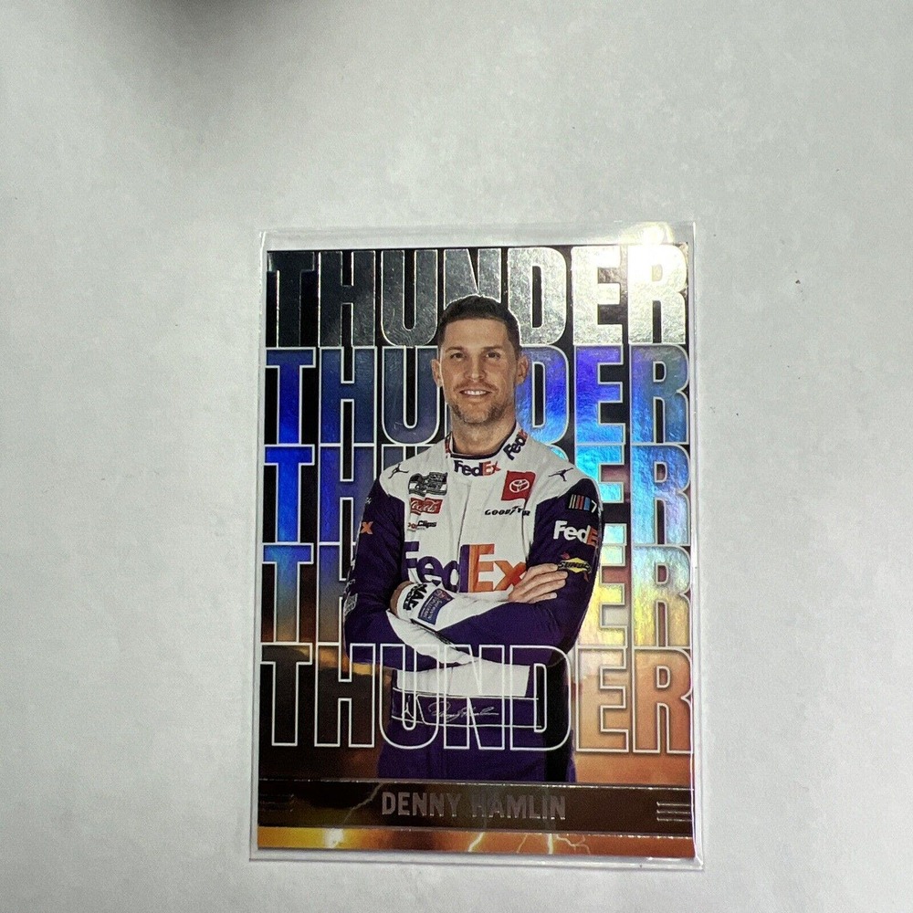NASCAR Denny Hamlin Silver Thunder Card No 8 2023 Panini Chronicles Racing